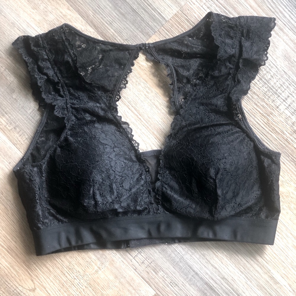 INC Lace Cami Bralette in Midnight Black